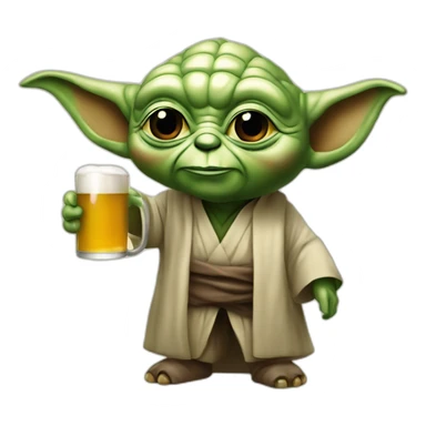 Maître yoda avec une bière sticker
