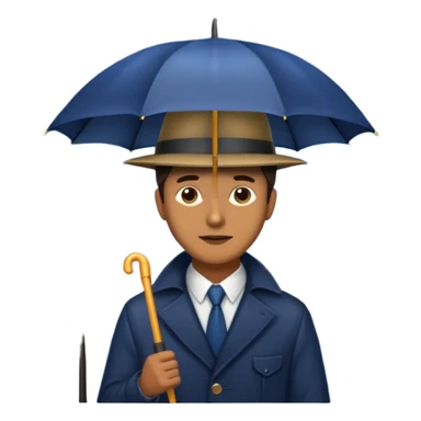 Man with umbrella + streetlight reflection, Midnight Wanderers. sticker