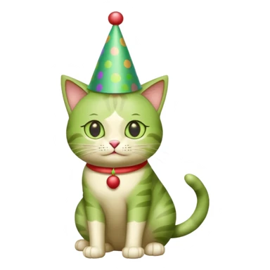 green cat full body  with party hats sticker