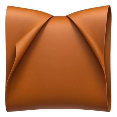 Apple-style 3D emoji of a rolled sheet of industrial leather, smooth surface, deep brown color, soft sheen, folded like fabric, with slight creases showing its texture. sticker
