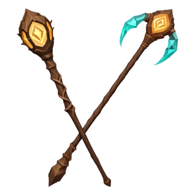 fantasy magic wooden staff low poly sticker