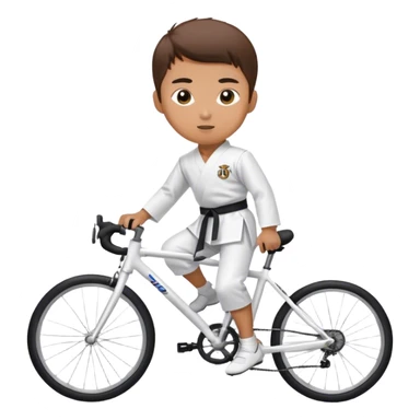 Taekwondo boy wearing a dobok riding a road bike sticker