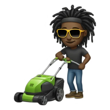 Black man with dreads and sunglasses mowing sticker