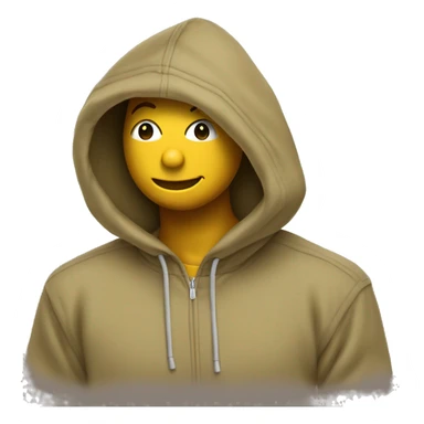 khaki color pullover hoodie smiley face in hood sticker