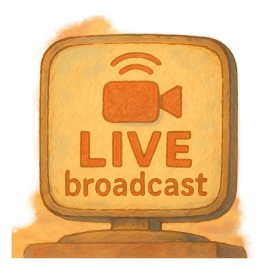 live broadcast icon, ghibli style, soft and whimsical sticker