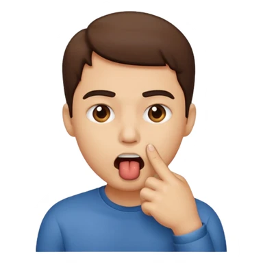 Mordendo um dedo dentro da boca com emoji sticker