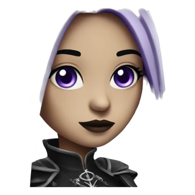 Queen gothic girl long dark black and purple hair with whip sticker