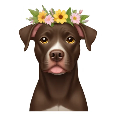 Pitbull chocolate lab mix with a flower crown sticker