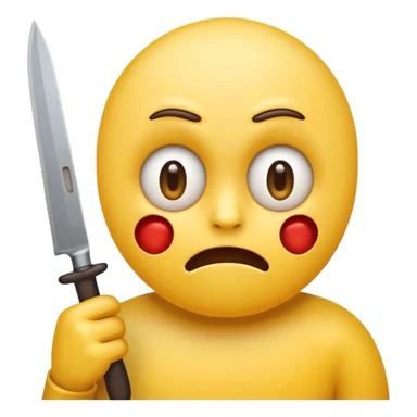Insane scared injured yellow emoji person with a knife in the classic emoji style  sticker