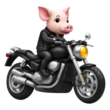 Piglet with Black leather jacket and Black leather cap riding a motorcycle sticker