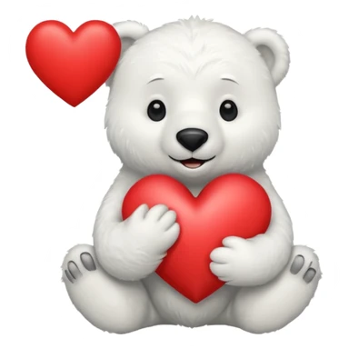 Create a polar bear mascot , holding a large red heart sticker