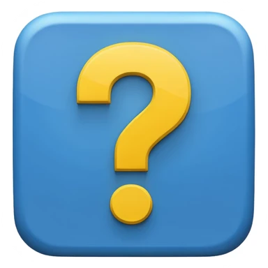 yellow question mark inside a blue square sticker