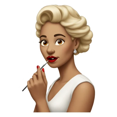 lady with red lips rolling her eyes and painting her nail sticker