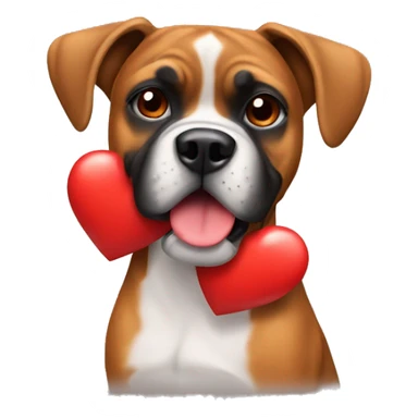boxer dog with many red heart  sticker