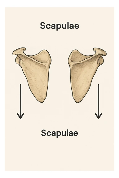 Scapole che vanno in giù depresse, viste anatomicamente. Fallo capire magari con frecce in basso sticker