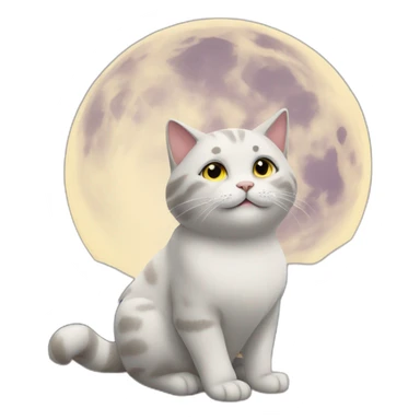 cat playing with the moon sticker