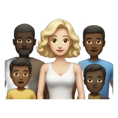 five dark-skinned men stand behind a pale woman sticker