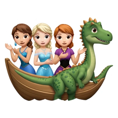 4 chicas montadas en una atraccion de levantando la mano con orejas de dines puestas en una atracción, la barca que sea como la de frozan sticker