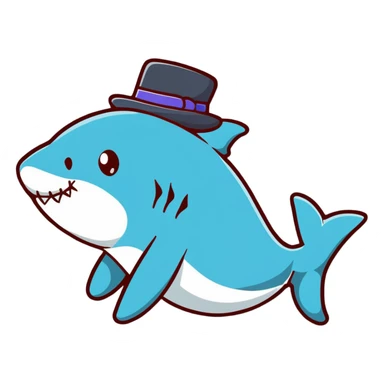 shark wearing a top hat sticker