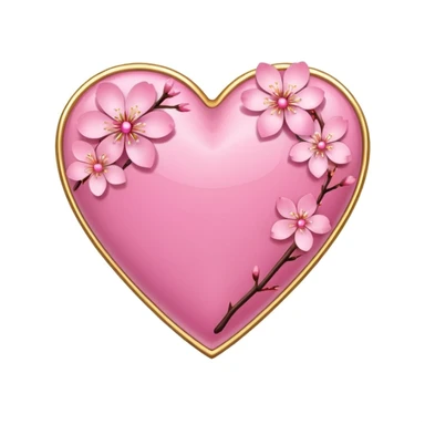 heart with sakura and gold accents sticker