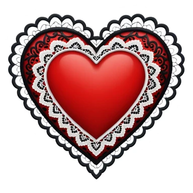 red and black heart with white lace, more black than red sticker