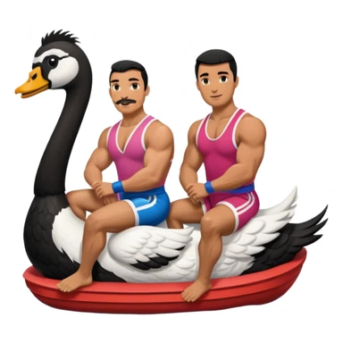 WWF wrestlers riding in a swan love boat  sticker