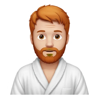 ginger hair bearded man with bath robe on his shoulder sticker