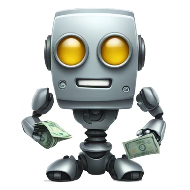 Cute robot with money sticker