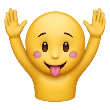 Draw a emoji with its tongue out and its hands diving towards the screen sticker