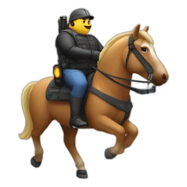 fat man on a horse playing lasertag sticker