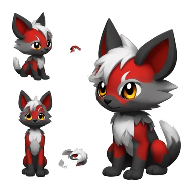 Anthro cool edgy black white grey punk red animal hybrid Fakemon full body sticker