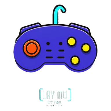 retro 80s joystick with neon colors sticker