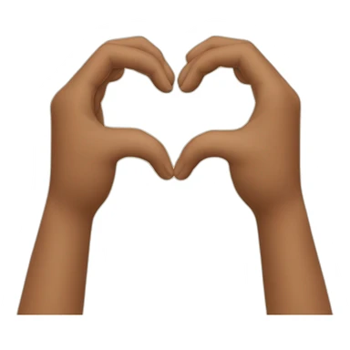 Two tan hands making a heart sticker