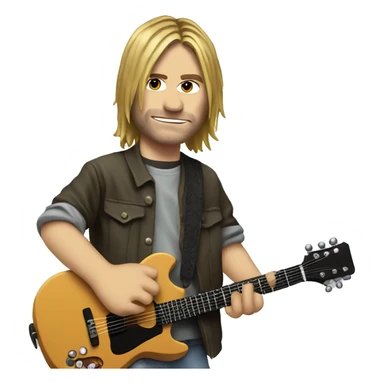 Kurt Cobain with a guitar sticker