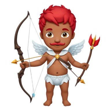 Black cupid with red hair and mustache sticker