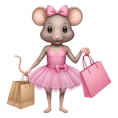 rat with a pink dress and tutu holding a Sephora shopping bag sticker