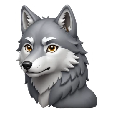 cinematic-noble-wolf-portrait-emoji,-poised-and-regal,-with-a-strong,-lean-build-and-a-sleek,-fur-of-grey-and-white,-deep-set-soulful-piercing-eyes,-simplified-yet-sharp-and-sophisticated-features,-highly-detailed,-full-body, zoomed out showing shoulders sticker