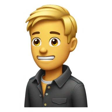 awkward emoji, guy pulling his collar sticker