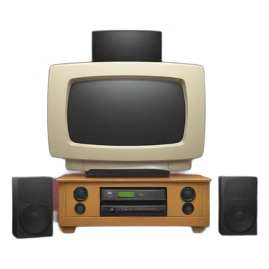 A tv with speakers in a room sticker