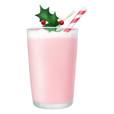 pastel pink christmas drink, with mistletoe on the top ofit sticker