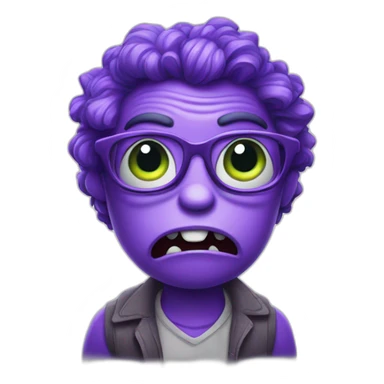 nerdy violet monster looking suspicious sticker