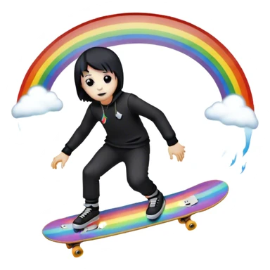  goth skateer boi ghost boarding under a rainbow  sticker