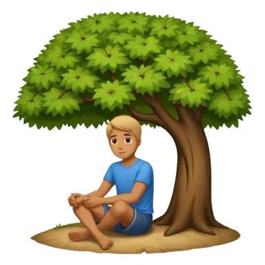 Man sitting alone under a tree sticker