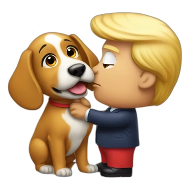trump kissing a dog sticker