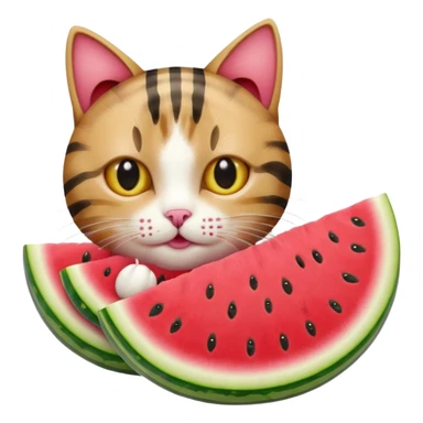 cat eating watermelon sticker