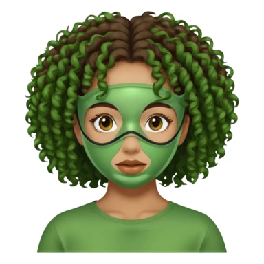lightskin girl with green facemasks and brown curly hair sticker