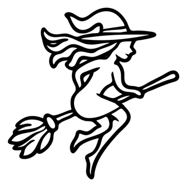 witch on a broom flying sticker