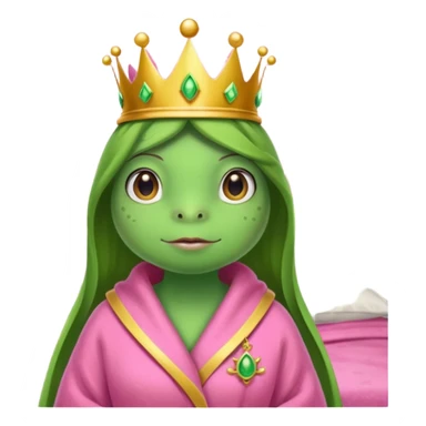 Princesse frog in her bedroom with pink robe sticker