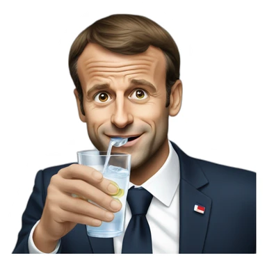 Emmanuel Macron drinking a glass of water sticker