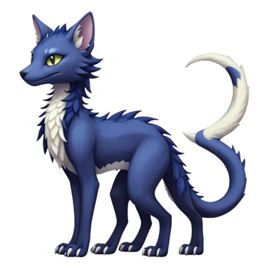 Kawaii dark edgy fantasy ethereal feline-vernid-sergal-fursona animal creature with a tufted tail full body sticker